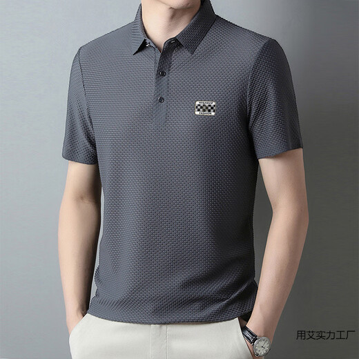 Jingpufei Sommer High-End Ice Silk Herren Kurzärärmelte T-Shirt Markless Revers Atmungsaktiv 6176: Baolan 3xl