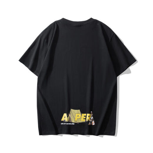 AAPE Trendy Brand Ape Pure Cotton New Affe Kopf Sommer vielseitig lose kurzärmelige Tarn-Cartoon-Buchstaben gedrucktes T-Shirt 723# White L.