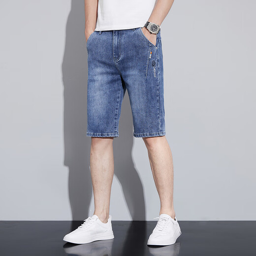 Summer de verano para hombres calzones de cinco puntos con pantalones cortos de mezclilla puros 2025 Pantalones de 5 puntos elásticos de la marca de moda de moda