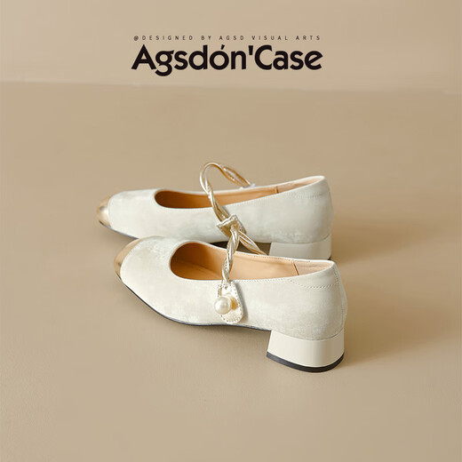 
Agsdon Mary Jane Women's Shoes New Summer New Chinese Pearl Light Mouth Single Shoes with Skirt Single Shoes P551275 m 38