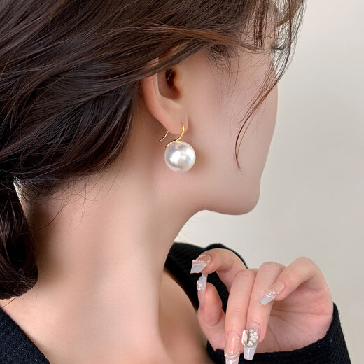 Yican Shijia Zhengyuan Imitation Pearl Earrings for Women, Simple and High-end Earrings 2025 New Hot Style and Versatile Earrings Zhengyuan Pearl Earrings-14mm