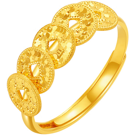 Saturday Blessing Five Emperors Money Gold Ring Pure Gold Exploding Copper Coin Birthday Gift Price A0115801 About 2.8g No. 13