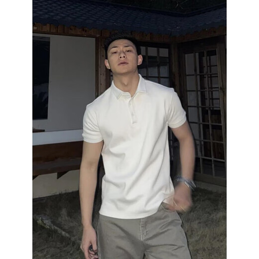 gtla白色立领polo衫短袖男美式痞帅翻领t恤运动健身重磅半袖 黑色升级款 2XL  建议150-165斤