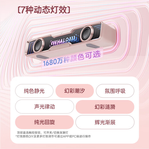 Edifier Halo SoundBar Desktop Audio Speaker Bluetooth 5.4 High Fidelity Desktop Computer Game Audio Long Speaker Exclusive Customized Version Sakura Pink