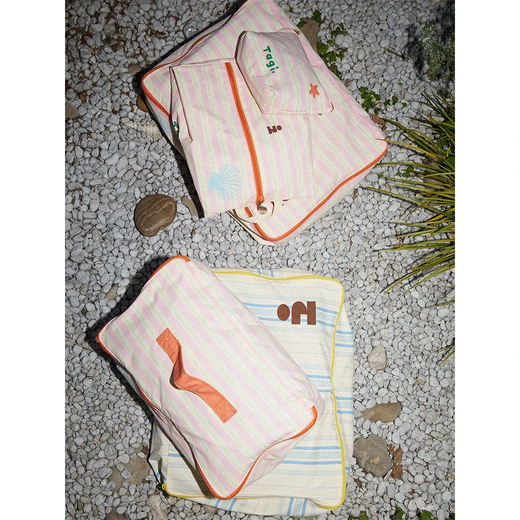 Tagi.<Tapi Star> Printed Cute Striped Luggage Travel Storage Bag Portable Storage Bag-Berry Stripe M