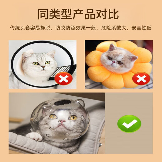Miling cat space hood Elizabethan ring sterilization protective hood anti-biting and licking break-away cat muzzle bathing and nail clipping Large size - recommended 10 Jin Jin equals 0.5 kg Cat