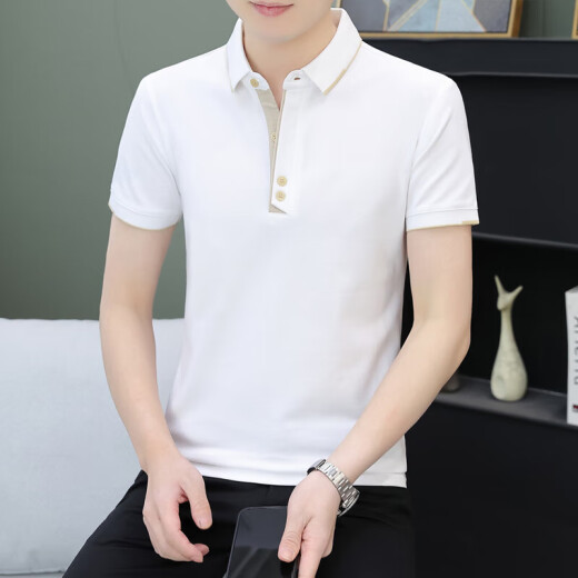 海澜之家polo衫男士短袖t恤夏季潮牌商务休闲有领上衣服男装翻领半袖体恤 黑色 QY723 M