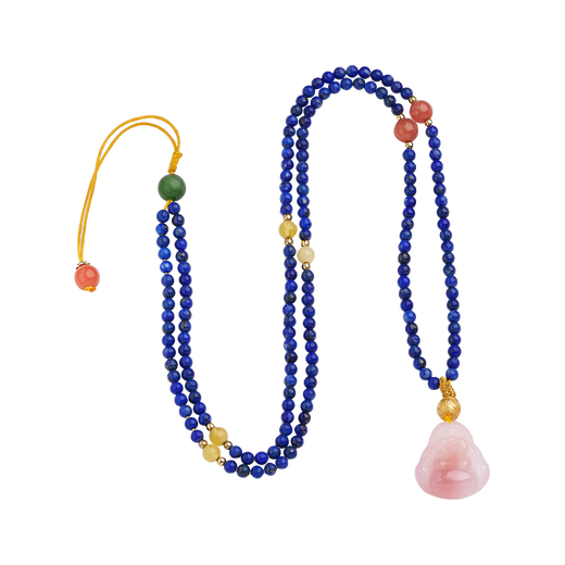 Potala Palace Lapis Lazuli Buddha Necklace for Men and Women Six-Word Mantra Transfer Beads Agate Carved Pendant for Girlfriend’s Birthday Gift