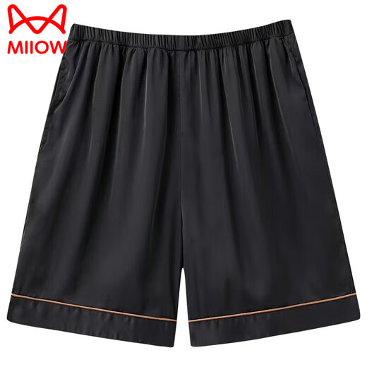 
Catman (MiiOW) men's pajama pants for summer thin ice silk casual size plus fat shorts home pants loose pajama pants middle-aged and elderly shorts double pocket ice silk C698 L 100-120
