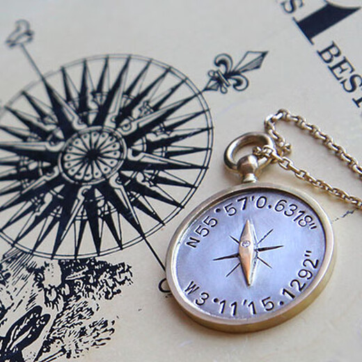 Guran 18k gold 925 silver diamond compass pendant home direction DORADA original jewelry only pendant without chain