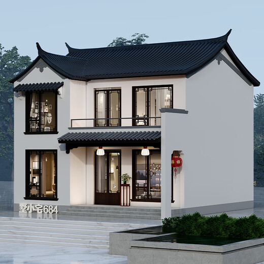 YL684 Rural selbst gebautes Haus mit einer zweistöckigen Villa im chinesischen Stil mit Terrassenentwurfszeichnungen. Custom Design Phased Bestellungen müssen den Kundendienst konsultieren