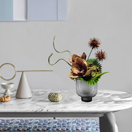 Chêne manoir nordique plantes vertes haut de gamme fausse fleur modèle chambre hôtel salon réception de fleur immortelle simulation de fleur art art ornements artisanat 1421a appliance de fleur en verre + fleur simulée