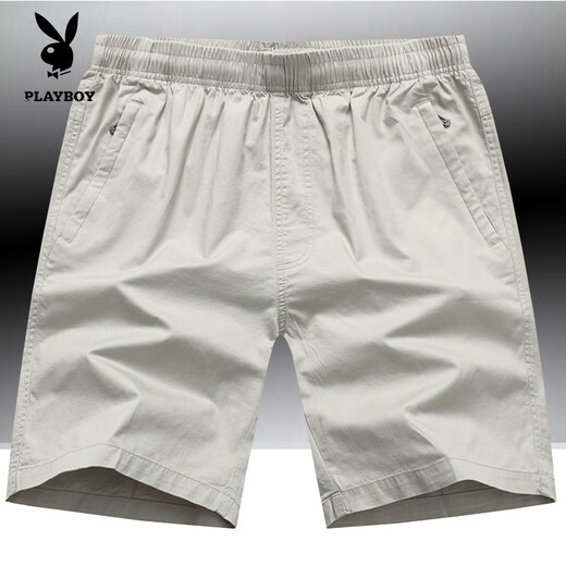 Playboy (PLAYBOY) shorts men's summer loose large size five-point pants pure cotton breeches middle-aged home shorts beach pants fashionable HHGZ/9224 military green XL weight 130-160Jin [Jin equals 0.5 kg]