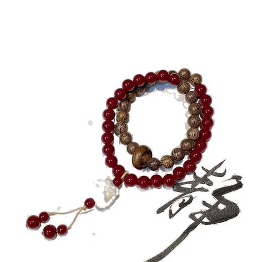 Zen Ancient Style Bow Doppelschicht Glas Perlenarmband für Frauen Neue chinesische Stil Superfee süße und einfache Student beste Freundin Hand M1105 [Doppelkreis Red Perlen Lion Awakening] Armband