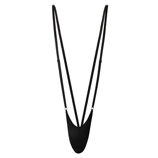 
Super sexy suspender men's one-piece thong comfortable three-dimensional bag adjustable thin shoulder strap leopard print men's T-trousers Black Single size adjustable length