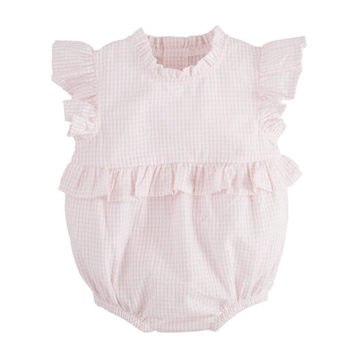 Mud Pie Baby Girl Pink Plaid Pleated Bubble, Mini Pink Plaid Mini Pink Plaid 0-3 Months