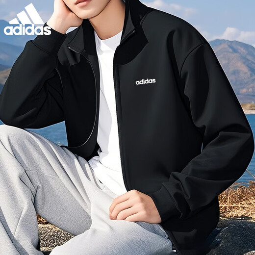 阿迪达斯 （adidas）拉链多色棉质时尚潮流外套防风舒适外套男装 L码