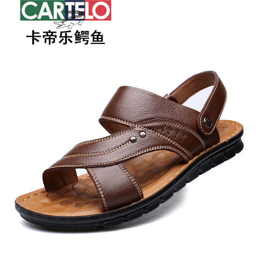 
CARTELO 2025 summer new men's sandals men's genuine leather beach shoes cross-border casual men's shoes fashion slippers wholesale 12129 brown 37