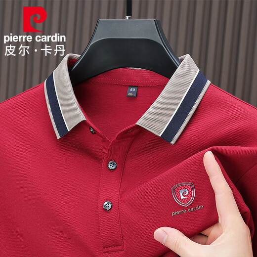 皮尔卡丹（pierre cardin）春夏季抗皱男士POLO衫男宽松翻领休闲免烫弹力高端T恤衫 SKL-15810深兰色【春季】 M 建议 100-120斤