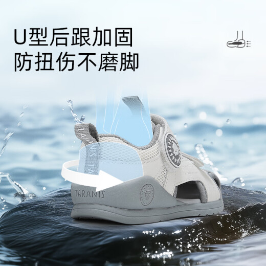 泰兰尼斯夏季新款学步鞋包头防踢儿童凉鞋防滑软底镂空透气男宝宝机能鞋 白/灰 21 内长14.0适合脚长13.5