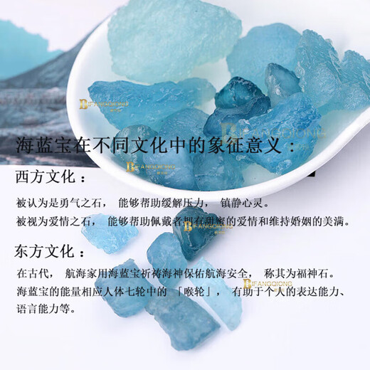 Collection grade natural blue crystal safety buckle pendant, ice aquamarine necklace for men, birthday gift for women, rope safety buckle, ice aquamarine, about 6-8g