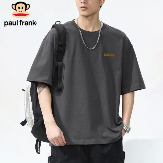 
Big Mouth Monkey (Paul Frank) short-sleeved men's summer 220g heavy cotton T-shirt men's loose casual top jacket men's clothing dark gray XL