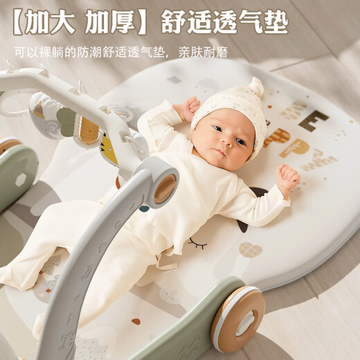 脚踏钢琴婴儿健身架学步车0一1岁3到6月早教新生幼儿宝宝玩具 【新生礼组合-双面琴板】青古绿-可躺可学步(充电款