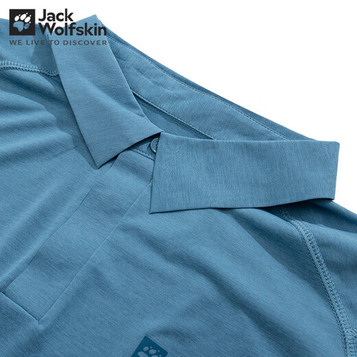 Jack Wolfskin Polo camiseta Camiseta para hombres Sports de primavera y verano Camiseta al aire libre Camiseta informal diaria y transpirable Camiseta de manga corta 1289/Sea Blue 2xl 185/108a