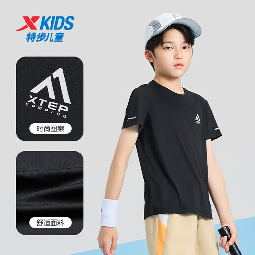 Camiseta de manga corta de tamaño medio de XTep Top de manga corta Nuevo deportes Tortos T Cortes T Black [9215] Única M 120