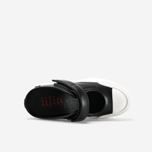 IIJIN 2024 new 8cm thick sole and fashionable and simple one-legged slippers for women YF698ABQ black 34
