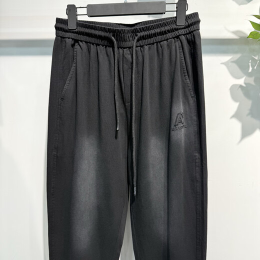 
FR.YH.ZH Manverdini 2025 Spring 16820 Fashion Trendy Men Fashion Fashion Washing Cotton Sports Knitted Leisure Pants Black XL