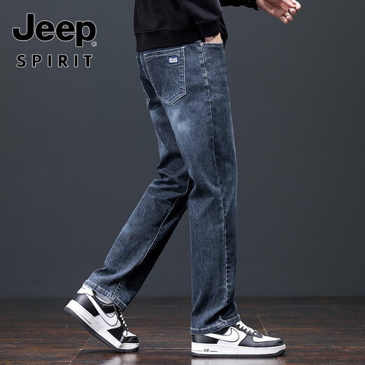 吉普（JEEP）大码牛仔裤男士直筒宽松春夏男裤25新款薄款高端休闲长裤子男 829黑灰 28