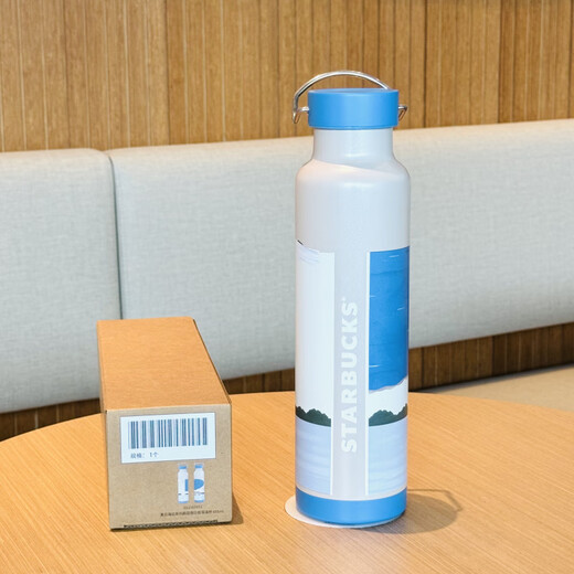 星巴克（Starbucks）杯子新品海边系列蔚蓝天空假日涂鸦款不锈钢保温随行水杯 夏日海边蔚蓝款保温杯695ml