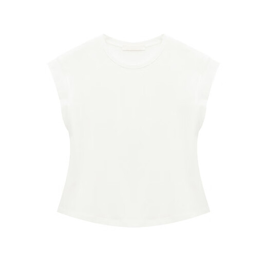 NJSKAKW Love and Nancy Thirteen Lines 2024 Summer Original New Round Neck Cotton Small Flying Sleeves Multi-Color Short Sleeve T-shirt Women 12401 Pure White One Size