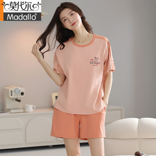 莫代尔纯棉夏季睡衣女士套头睡衣夏季短袖短裤舒适休闲家居服套装 Z9855 【主图款】 M 【建议80-100斤穿】