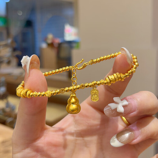 Sea Rover Gold calabaza Pulsera para mujeres Nuevo estilo Full Gold 999 Fulu Gold Beads Regalos de cumpleaños de banda completa para Girlfriend Gourd Gourd Gurd Gold alrededor de 6.276g