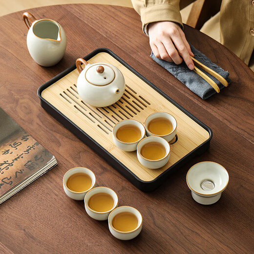 Boyei (BW) Ru Kiln Travel Tea Set Outdoor Portable Tea Kung Fu Tea Set Father's Day Gift Souvenir Yunqi