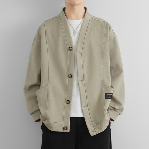 HUALIN FASHION collar sweater men's spring and autumn fashion brand casual lazy style cardigan jacket feeling Japanese jacket top BJ723 black M (about 90-110Jin [Jin equals 0.5 kg] can be worn)