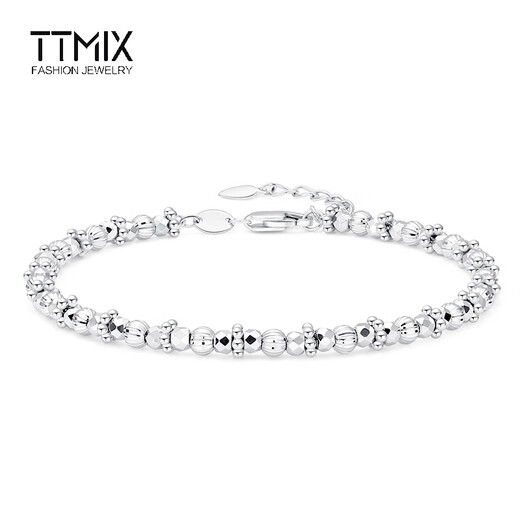 TTMIX fashion sparkling bouncy bead platinum bracelet pt950 platinum sparkling bead car flower bracelet for girlfriend, ready stock 8.7-8.9g 16+3cm