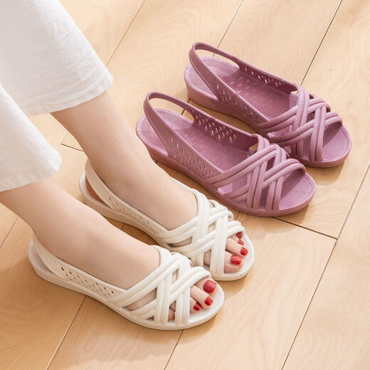Mankoyi 2025 Sommer bequeme Sandalen für Frauenarbeit Schuhe flacher Fisch Mund offen mit nicht rutschfestem Keeberichtungsbestand und bequemer 902 Gold 37 (nur kleiner)