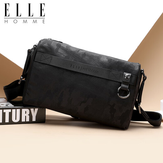 Elle Homme Men's Bagn-Sac, Camouflage Nylon Canvas Crossbody Sac, sac de téléphonie mobile résistant à l'eau, sac pour hommes de grande capacité 1131 Black