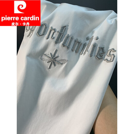 Pierre cardin 2025 new ice silk embroidered short-sleeved T-shirt for men's summer white thin simple T-shirt casual half-sleeved top White 7 printed JSW9921 M suitable for 90-108 Jin [Jin equals 0.5 kg]
