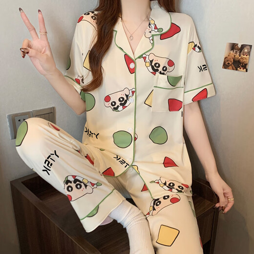
Hanrui cartoon milk silk women's pajamas three-piece set home clothes FS*14137 170 M