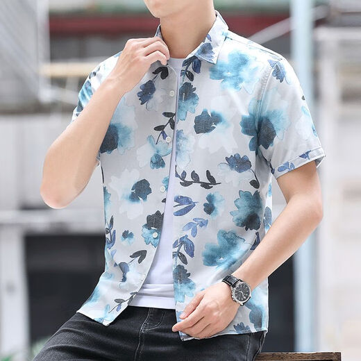 Pierre Cardin Summer Nuevo camisa de manga corta impresa para hombres camisa de negocios casual moderna de moda