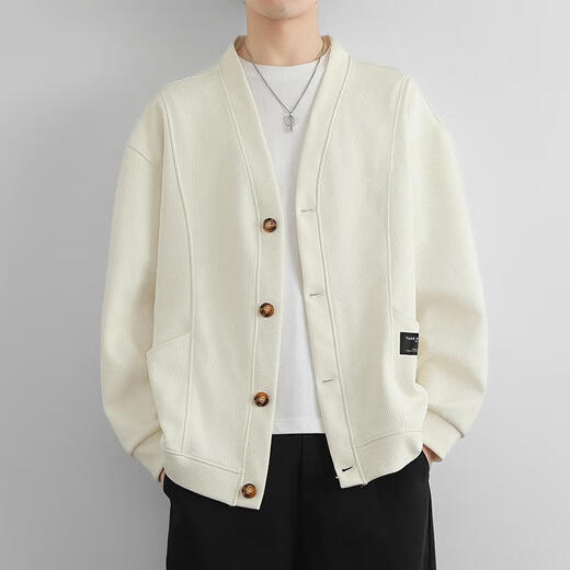 HUALIN FASHION collar sweater men's spring and autumn fashion brand casual lazy style cardigan jacket feeling Japanese jacket top BJ723 black M (about 90-110Jin [Jin equals 0.5 kg] can be worn)