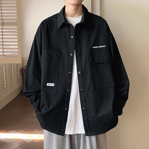 Catman Miiow Work Shirt Men's Men's à manches longues Summer Summer 2025 Nouvelle adolescente veste décontractée pour hommes tendance et polyvalente Couleur de phoque blanche xl [130jin [Jin est égal à 0,5 kg] -150jin [Jin est égal à 0,5 kg]]]