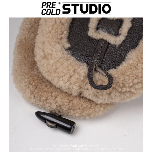 PRECOLD genuine leather hat, fur integrated thickened pilot hat for men, warm middle-aged and elderly Lei Feng hat, original ecological fur hat for women, dark brown (genuine leather pilot hat with six-piece horn buckle)