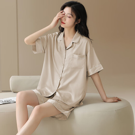 莫代尔睡衣女夏季冰.丝短袖短裤2025新款感可爱可外穿薄款家居服套装 16804G M 【建议90-110斤】