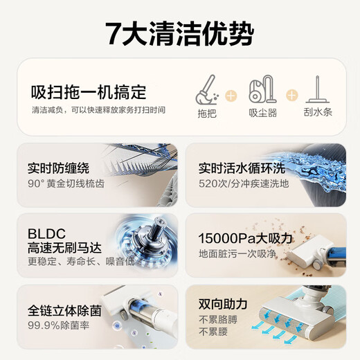 Haier-Bodenwaschmaschine L1 Cloud Doppelgestützte Active-Wasser-Haar gegen Elektrolytwasser-Sterilisation Wireless intelligentes Haushaltswaschen und Wisching integriertes automatische Reinigung Vollautomatischer Wischmaschinenstaubsauger [doppelt unterstütztes aktives Wassersystem Mehrfacher Anti-Gefahr] L1-Wolke