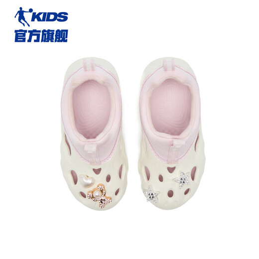 Jordan qiaodan zapatos de cueva de niñas 2025 productos nuevos productos zapatos para niños sandalias de palo para niños jordan blanco/púrpura polvo 32